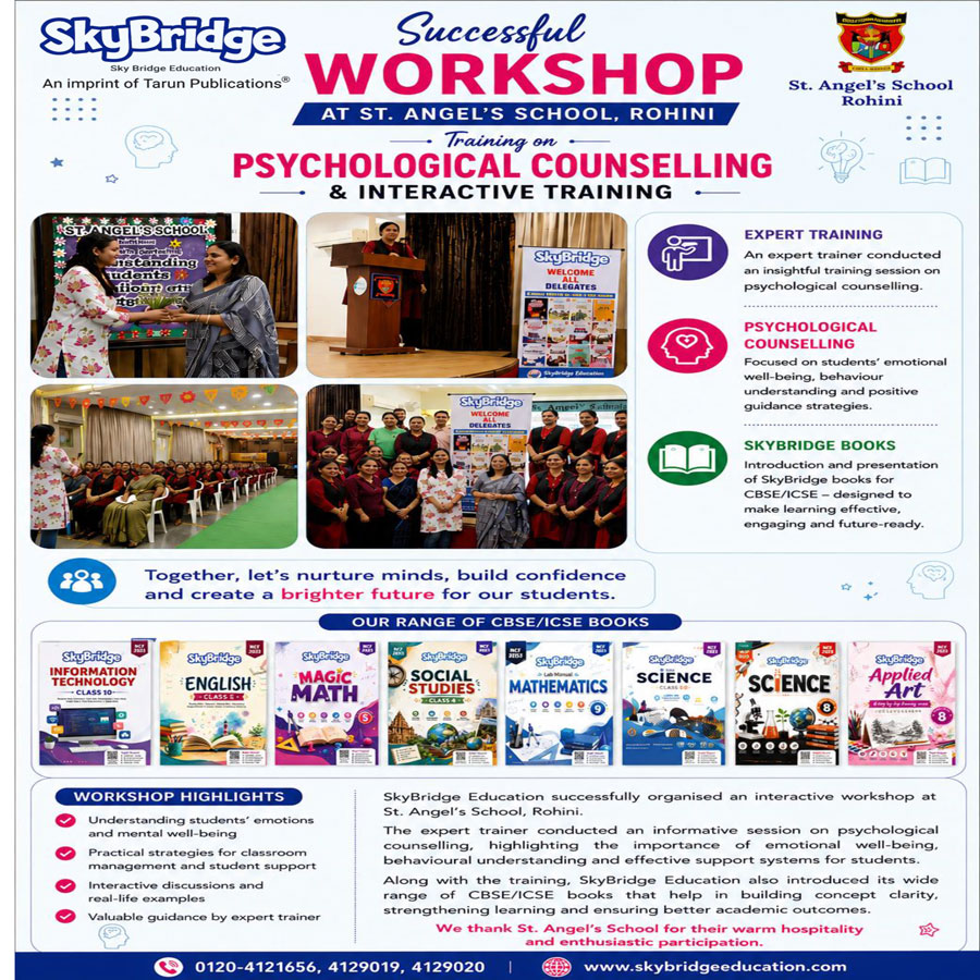 WORKSHOP AT ST. ANGEL'S SCHOOL, ROHINI TRAINING ON PSYCHOLOGICAL COUNSELLING & INTERACTIVE TRAINING .